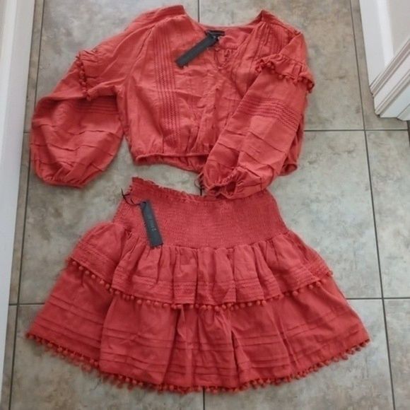 NWT House of Harlow 1960 Boho Skirt Set Burnt Orange - Picture 4 of 14